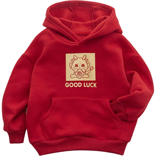 Детская осенняя толстовка с капюшоном, красная раскраска, бархатный утепленный детский осенний оберег на день рождения для мальчиков