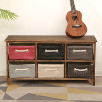 Korean-style solid wood coffee table TV cabinet Modern simple small apartment storage multi-function cabinet storage cabinet drawer type