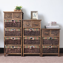 American bedside table Economical simple side cabinet Simple storage cabinet Bedroom bucket cabinet solid wood small cabinet multi-layer