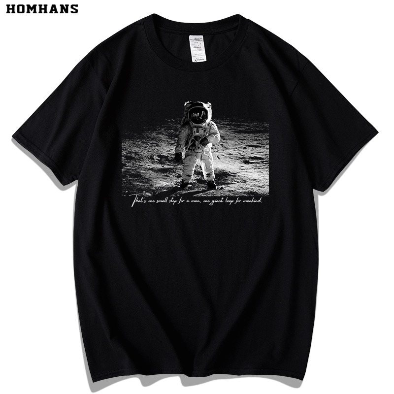 Apollo Project Human Moon Landing Nasa Commemorative Clothing Heavyweight Pure Cotton Short Sleeve Men's Summer Loose Fit