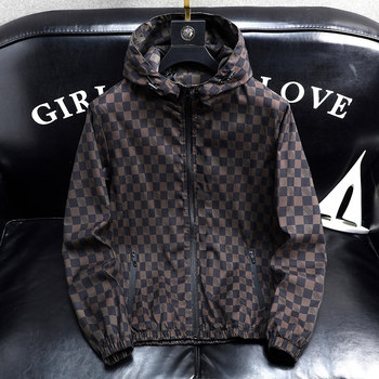 European high-end hooded casual jacket trendy men's spring and autumn thin style trendy 2024 new men's jacket