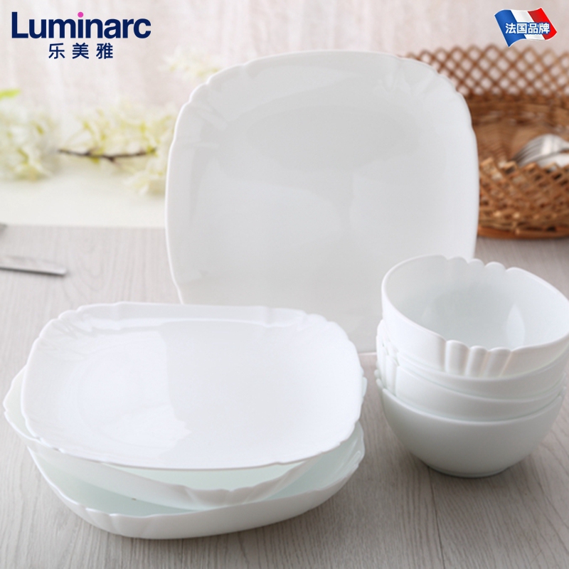 Lemeiya Tableware Rice Bowl Plate Noodle Bowl Soup Bowl White Jade Glass Dinner Plate Lutsha Model 10 Pieces 18 Pieces Genuine Lemeiya Tableware Rice Bowl Plate Noodle Bowl Soup Bowl White Jade Glass Dinner Plate Lutsha Model 10 Pieces 18 Pieces Genuine