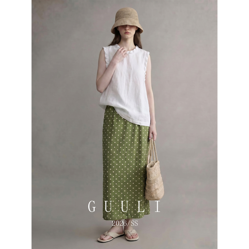 Linen Twist-Neck Sleeveless Top and Polka Dot Skirt Summer Unique and Beautiful Outfit Set 2026 Super Trendy Outfit Complete Set Linen Twist-Neck Sleeveless Top and Polka Dot Skirt Summer Unique and Beautiful Outfit Set 2026 Super Trendy Outfit Complete Set