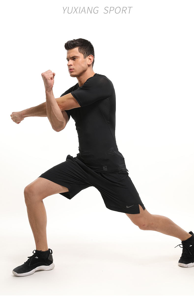 Nike Nike pro tights áo thun ngắn tay quần áo nhanh khô quần áo thể dục nam phù hợp với quần áo thể thao bóng rổ thoáng khí - Áo phông thể thao áo thể thao có cổ