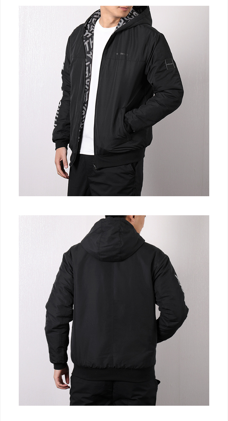 Adidas Adidas nam 2018 mùa đông mới áo khoác hai mặt trùm đầu bằng vải cotton ấm áp DU2407 - Quần áo độn bông thể thao áo phao lông vũ nam adidas