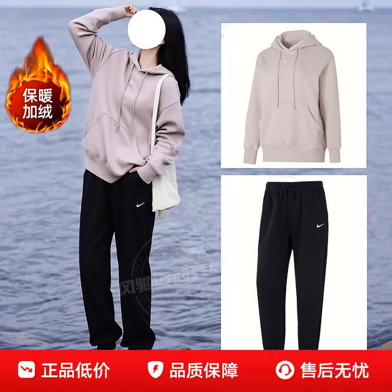Nike Nike Pink Hooded Sweatshirt Women's 26 Summer New Style Fleece Sportswear Casual Pullover Dq5861