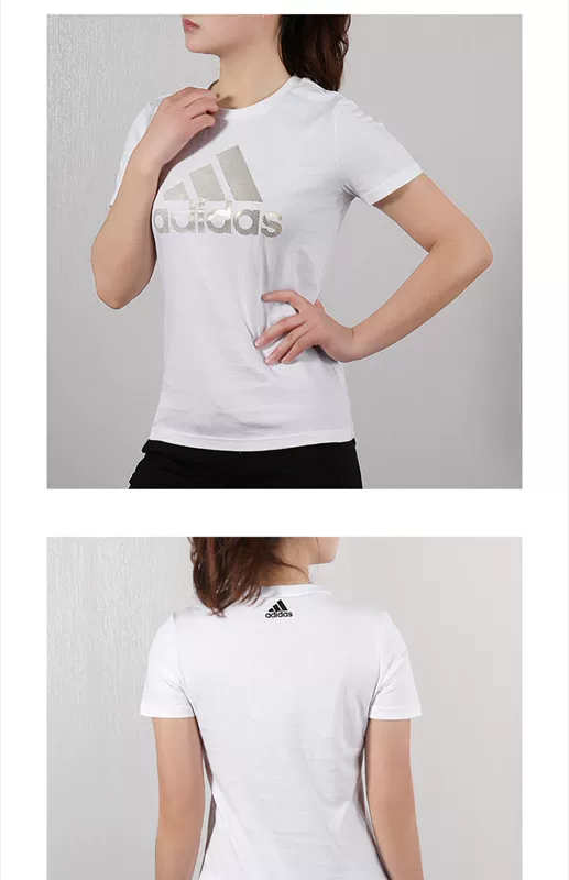 Áo sơ mi nữ Adidas 2019 hè mới cổ tròn thoáng khí chạy thể thao áo thun ngắn tay giản dị DW5721 - Áo phông thể thao