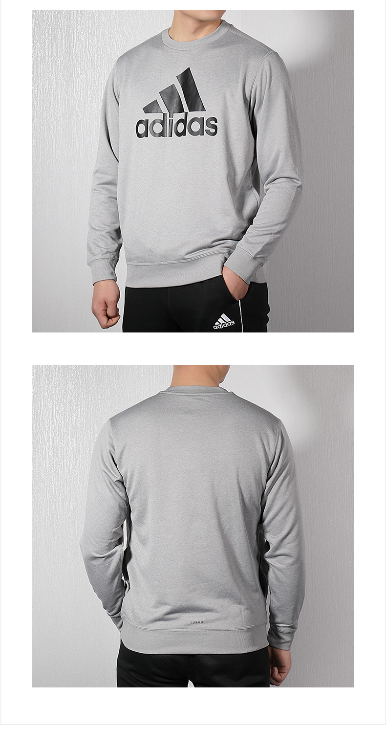 Áo len nam Adidas 2019 xuân mới Áo dài tay màu hồng cộng với áo thun nhung cổ tròn ấm áp DP5754 áo hoodie dạ quang kun