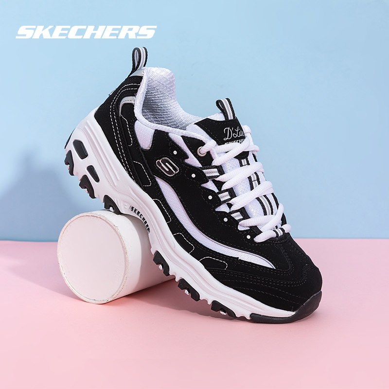 รองเท้าแพนด้า Skechers รองเท้าผู้หญิง รุ่นปี 2026 ฤดูใบไม้ร่วง สีดำ-ขาว แฟชั่นคู่รัก รองเท้าลำลองพื้นหนา กันการสึกหรอ ทันสมัย