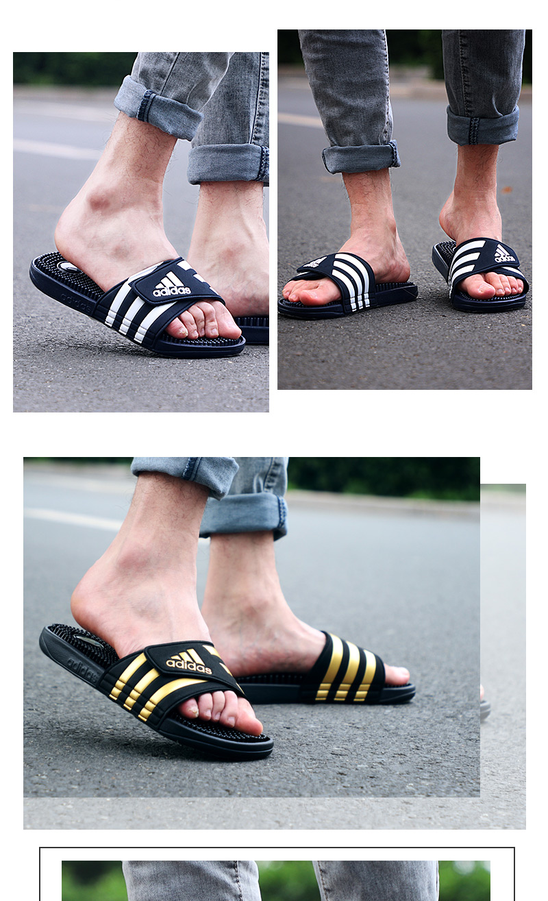 Không có dép thể thao Adidas nam 2018 Mùa hè Velcro Phòng tắm Trượt Massage Dép đi biển mát mẻ 078260 dép burberry