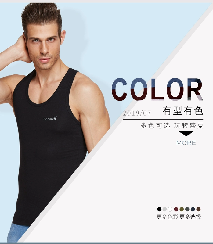 Playboy Slim-type Từ nam giới đáy quần bó sát thể thao Cotton Hurdle Cotton thoáng khí mùa hè - Áo vest cotton áo ba lỗ nam form rộng