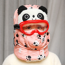 Childrens hat autumn and winter plus velvet thickened ear protection one-piece hat male and child Lei Feng hat windproof face winter