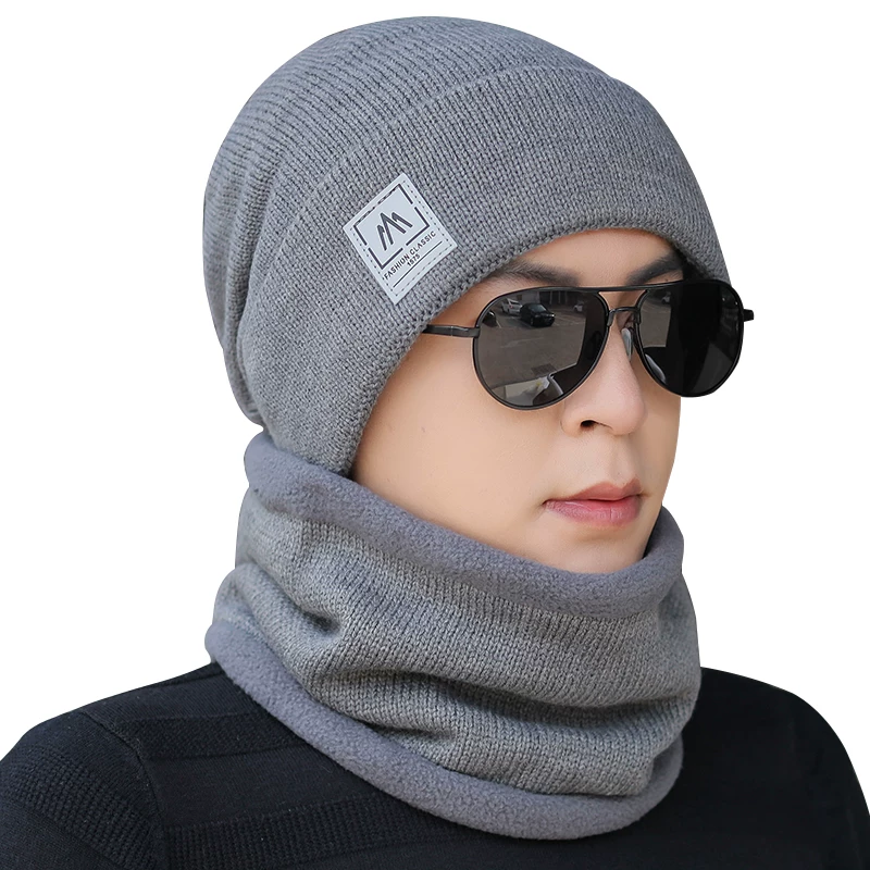 Woolen winter keep warm knitted hat, scarf, set