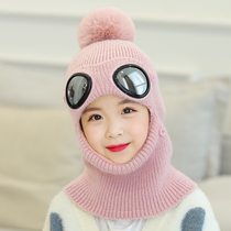 Childrens hat Autumn and winter girls windproof ear protection one-piece wool hat plus velvet warm collar child male baby hat