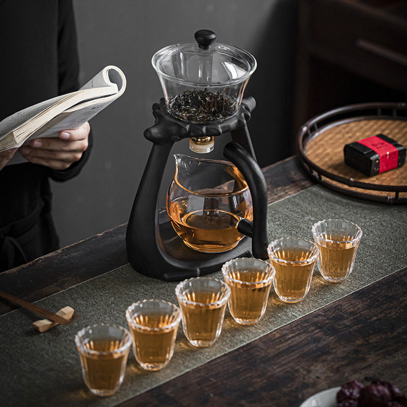 High - end semi - automatic glass tea set for magnetic lazy household kung fu tea cup tea pot