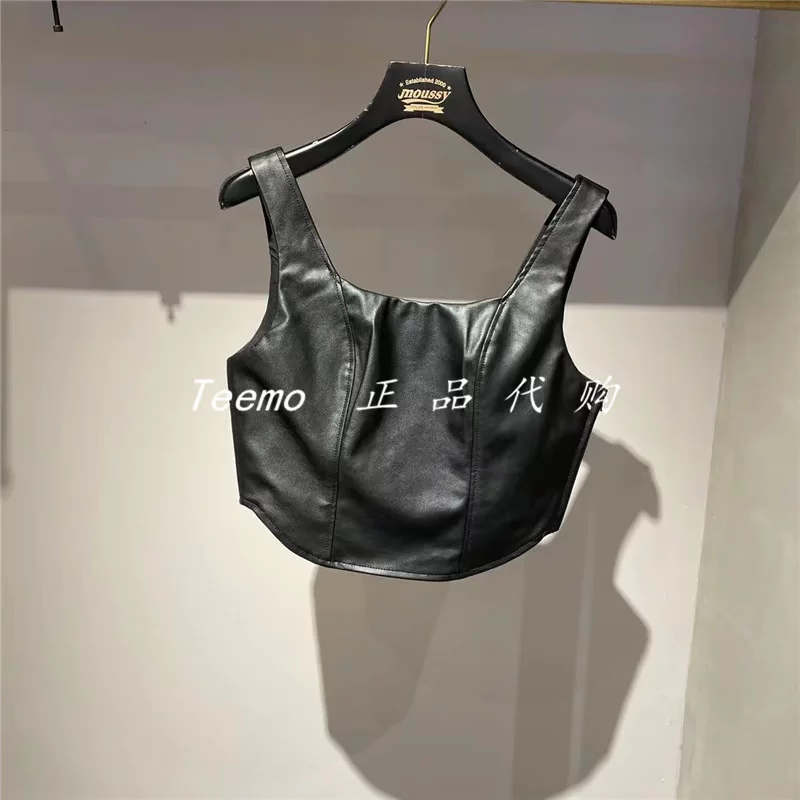 MOUSSY domestic purchasing summer sweet cool wind leather tight-fitting corset vest female 010ga730-5600