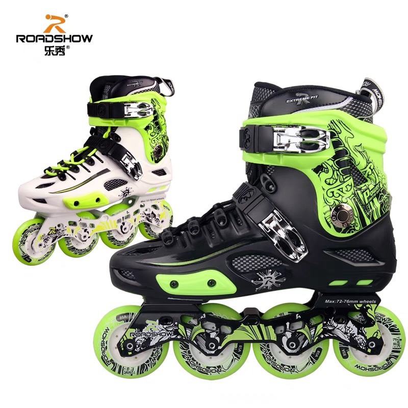 Music Show RX4 Wheel Skating Shoes Adult ice skate Straight-in-wheel Men and women Flat Flowers Roller Skates Beginners Brake Shoes