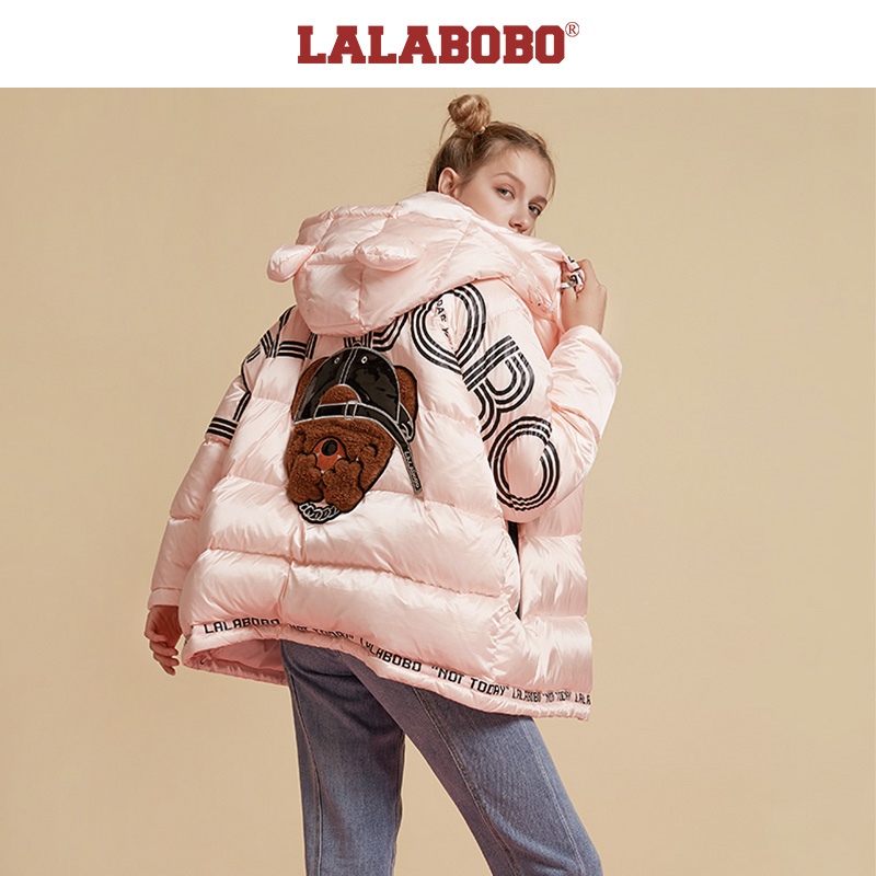 (Sao phù hợp với tư nhân) LALABOBO2019 Loose ngắn Hood thư xuống áo khoác nữ) L19D-WWYW12