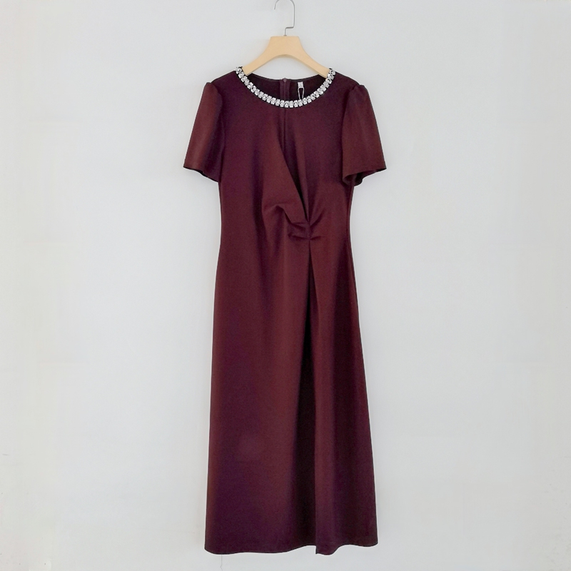 Authentic F35B078 Fashion Dress with a Slim Fit and Age-Reducing Effect, Long Style, Suitable for Festive Occasions and Mother-In-Law