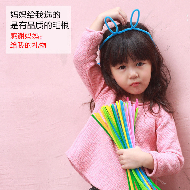 Color 10 color hairbrush Bar wool root twisted stick wool root strip DIY kindergarten children handmade hair brushes wool root