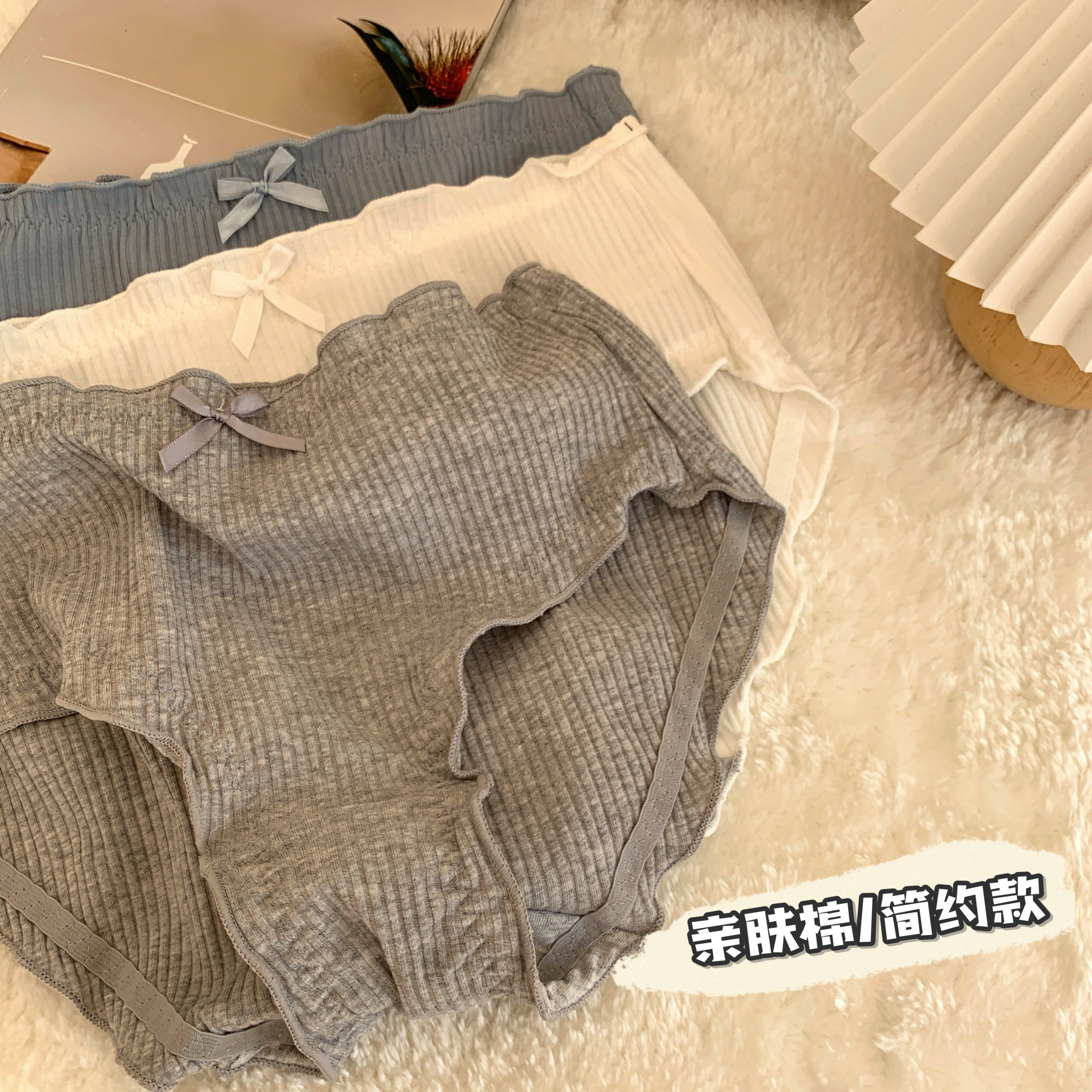 Wild Elephant Shop Plain Plain Cotton Briefs Lady Full Cotton Mid-Waist Traceless Breathable Triangle Pants Large Size Easy Comfort