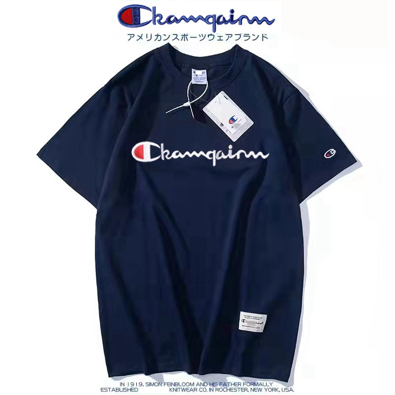 New Japanese Version Cute Champion Short-Sleeve T-Shirt for Men and Women, Classic Embroidery, Pure Cotton, Round Neck, Couple's Casual Half-Sleeve New Japanese Version Cute Champion Short-Sleeve T-Shirt for Men and Women, Classic Embroidery, Pure Cotton, Round Neck, Couple's Casual Half-Sleeve