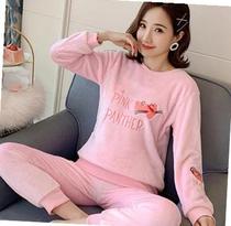 Mountain Lake velvet coral velvet pajamas womens autumn and winter pullover warm flannel winter set student dormitory winter