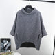 Spring women's loose bat shirt pullover semi-high collar irregular large size women's bat sleeve knitted top coat