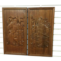 Dongyang wood carving factory direct sales carved door god antique Chinese rectangular wall hanging parts carved hanging screen camphor wood