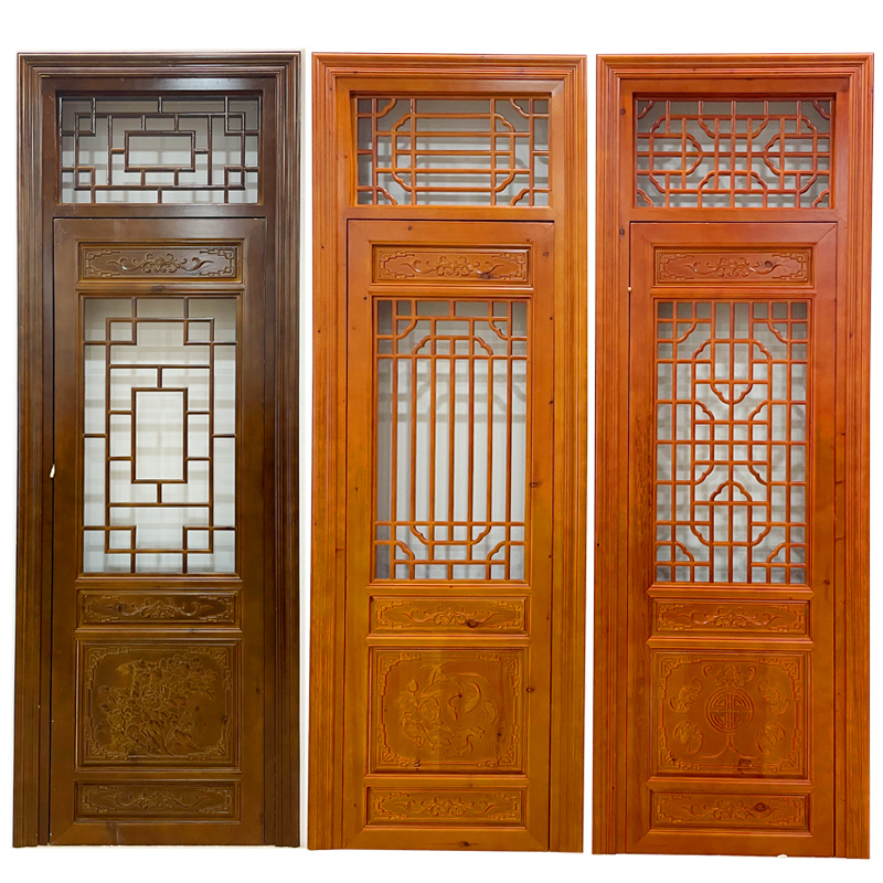 Dongyang wood carving antique doors and windows screen partition solid wood door retro grate background wall guardrail Pine hanging