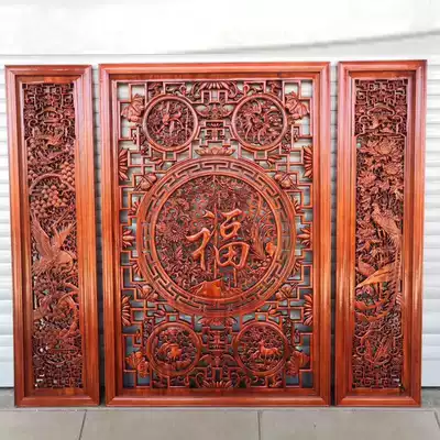 Dongyang wood carving factory direct carving board antique Chinese rectangular wall hanging parts carving hanging screen partition screen