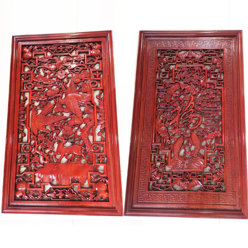 Dongyang wood carving piece of Changwood decoration painting artwork Chinese living room bedroom porch aisle relief hollow wall hanging