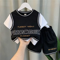 Boys summer clothes suit 2022 new children foreign air clothes damp boy summer baby handsome sports two sets