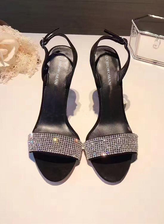Mùa hè 2018 mới từ Hàn Quốc rhinestone với sandal cao gót giày vascara