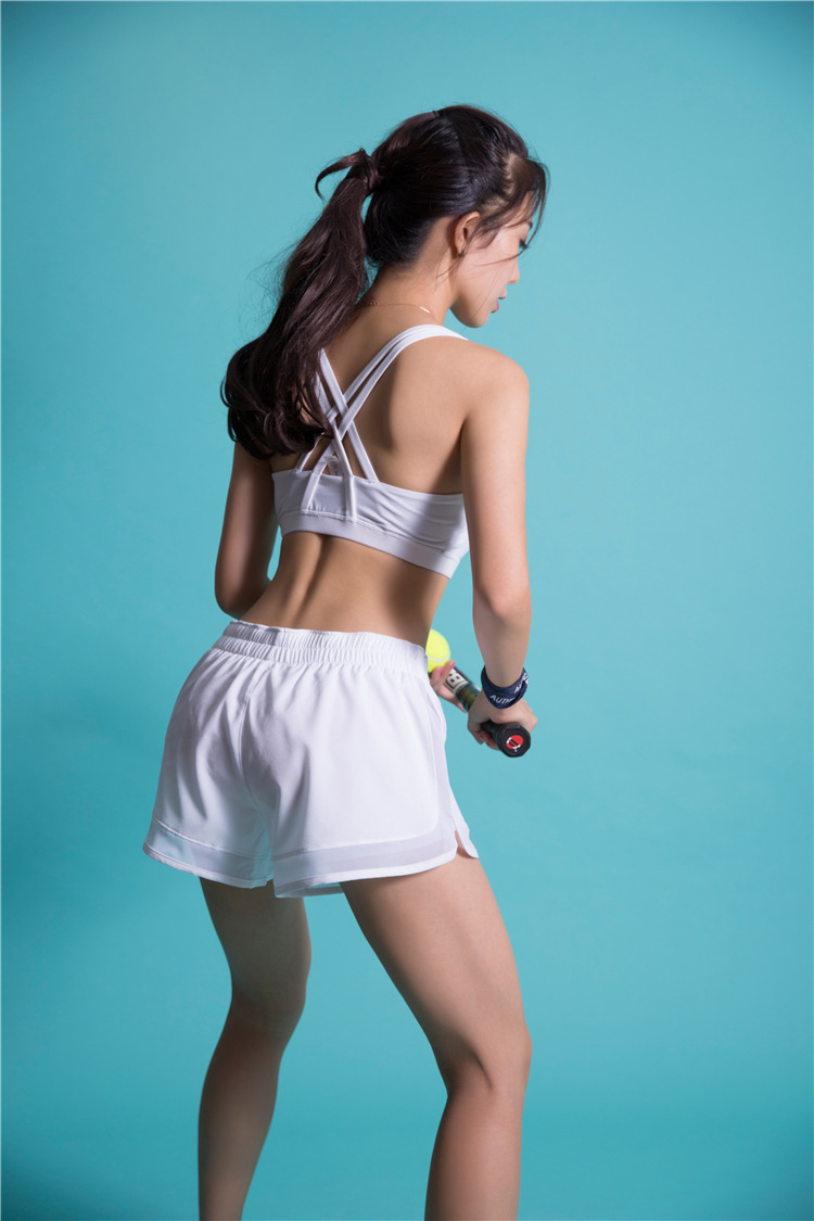 Quần short thể thao nữ nhanh khô chính tả sợi thoáng khí chạy quần short chống ánh sáng với lót phần mỏng thể dục nhịp điệu lỏng quần bó sát quần thể thao nam dài