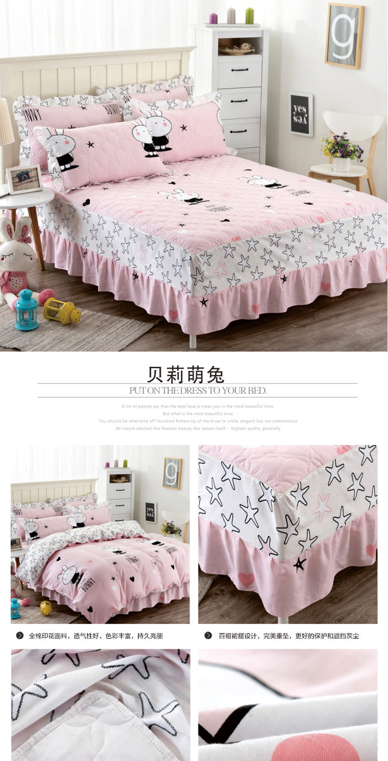 Cotton và bông khăn trải giường giường váy mảnh duy nhất của bông bông nệm bìa nắp 1.5m1.8 m vườn đơn giản dày Hàn Quốc - Váy Petti váy giường đẹp	