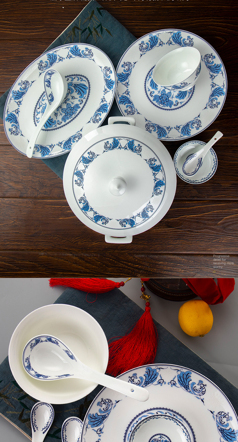 Touch the floor clearance 】 【 jingdezhen blue and white porcelain tableware suit household ipads high - grade Chinese chopsticks dishes dishes