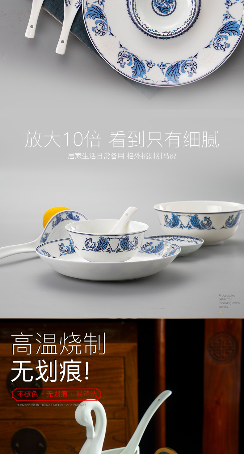 Touch the floor clearance 】 【 jingdezhen blue and white porcelain tableware suit household ipads high - grade Chinese chopsticks dishes dishes