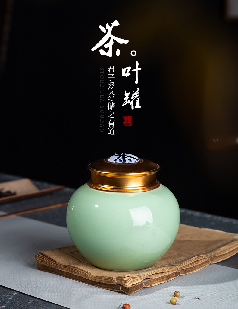 Jingdezhen ceramic celadon tea sets tea canister portable storage POTS household seal pot pu 'er tea pot tea boxes