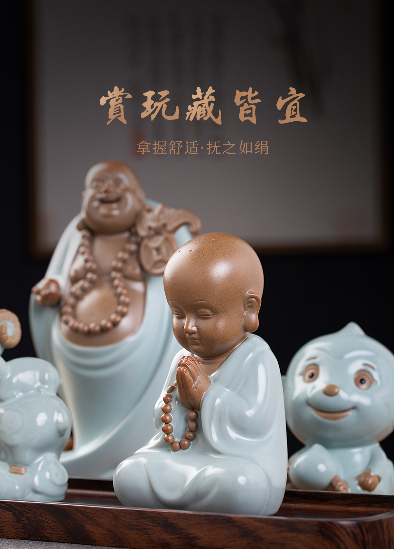 Your up furnishing articles pet boutique tea can keep ceramic tea set tea table decoration creative play, the young monk zen tea tea