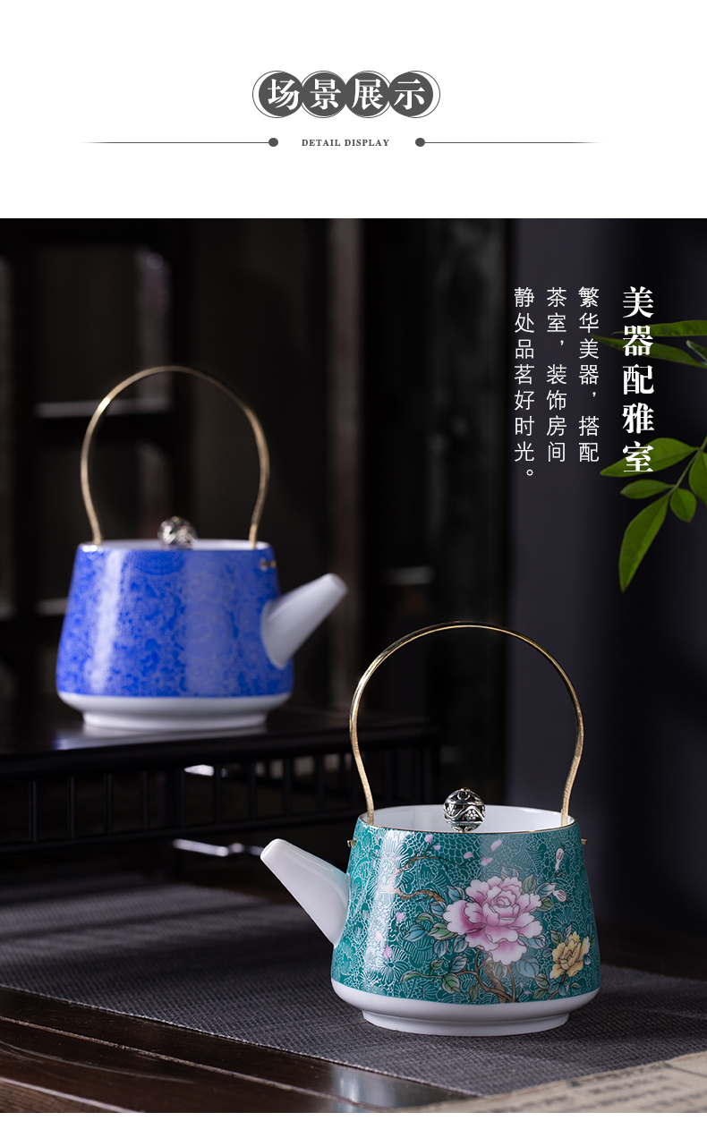 Grilled, flower ceramic teapot single pot home little teapot teacup ceramic small mini girder pot teapot