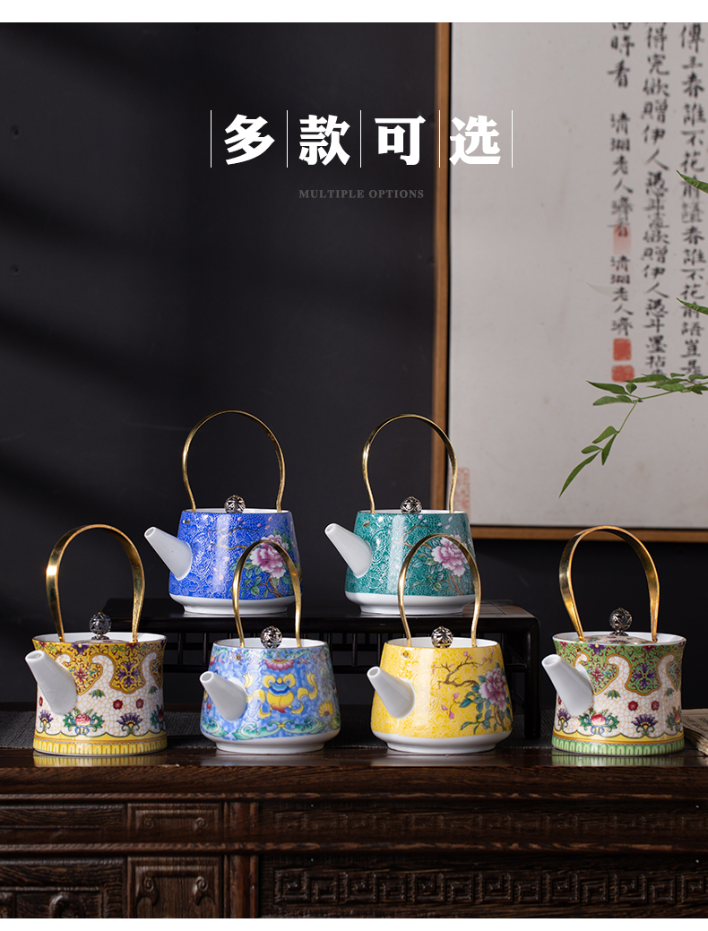 Grilled, flower ceramic teapot single pot home little teapot teacup ceramic small mini girder pot teapot