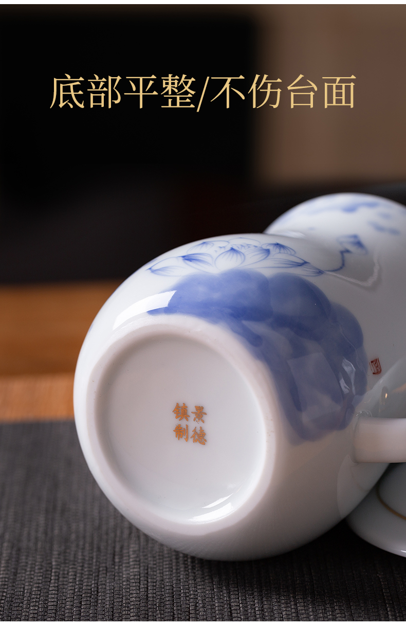 Blower, jingdezhen ceramic tea cups separation office tea home large hand - made cup with cover the meeting