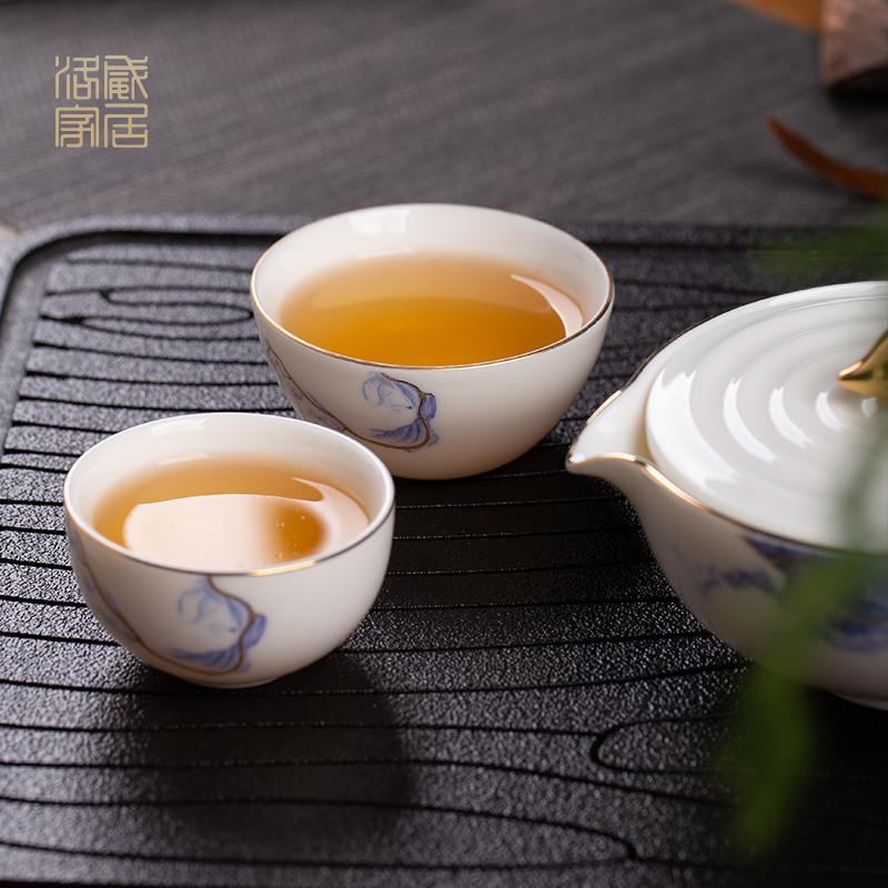 Crack was portable a pot of two cups of jingdezhen ceramic cup travel kung fu tea set household Chinese wind