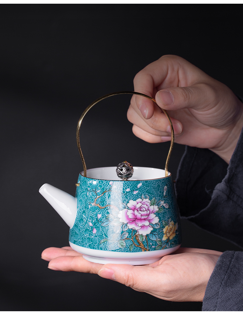 Grilled, flower ceramic teapot single pot home little teapot teacup ceramic small mini girder pot teapot