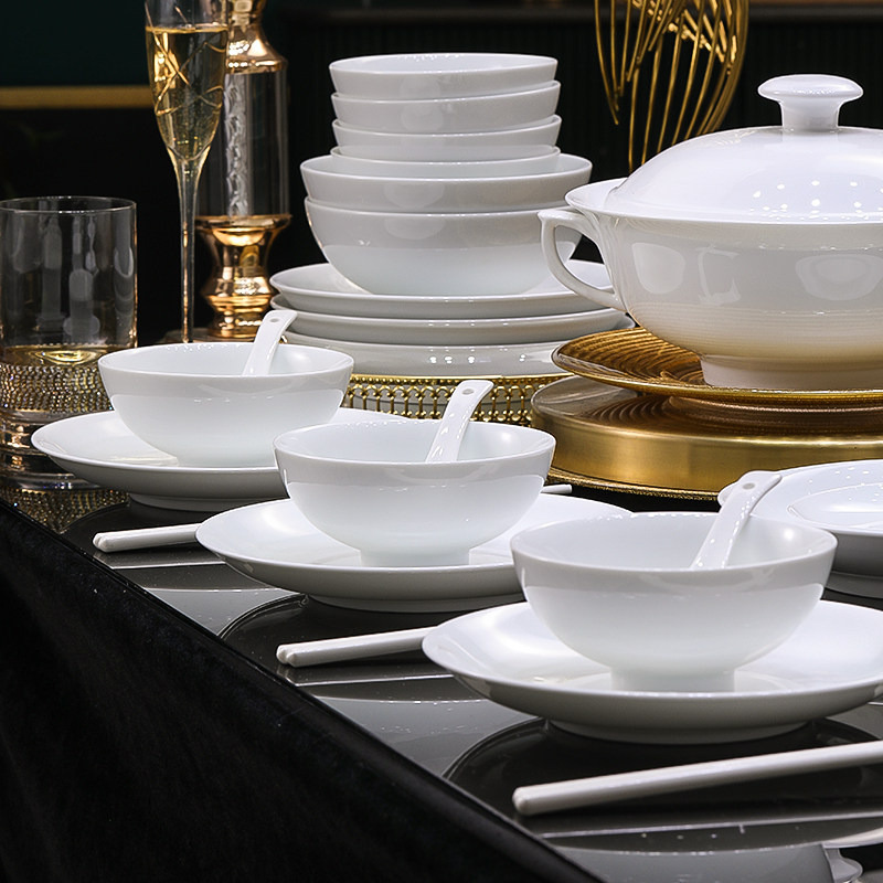 Jingdezhen Underglaze High-White Porcelain Tableware Set Housewarming Gift 2026 High-Value Bowl and Plate Set for Home Use Pure White Jingdezhen Underglaze High-White Porcelain Tableware Set Housewarming Gift 2026 High-Value Bowl and Plate Set for Home Use Pure White