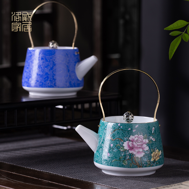 Grilled, flower ceramic teapot single pot home little teapot teacup ceramic small mini girder pot teapot