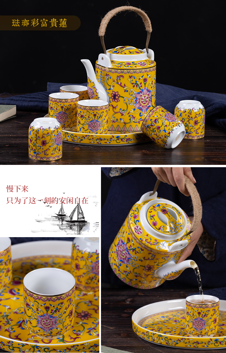 Circular tray tea tray, ceramics jingdezhen porcelain tea sets tea tray was domestic large - sized ceramic dish of tea accessories