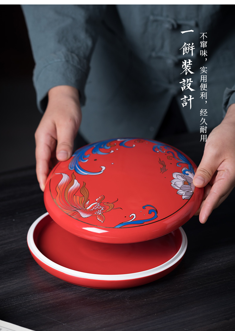 Blower, tea cake caddy fixings jingdezhen ceramic household seal pot Chinese tea pot creative storage tanks