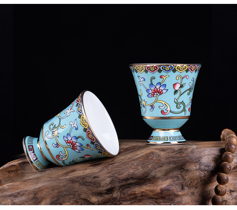 Jingdezhen colored enamel household of Chinese style of high - grade ceramic wine bottle wine suits for liquor liquor cup small a small handleless wine cup, gifts